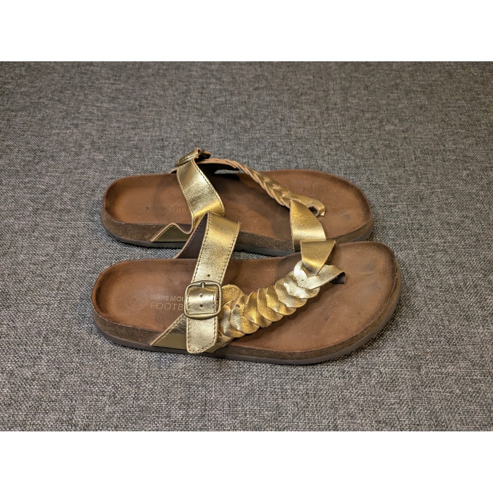 Cliffs by White Mountain Leather Gold Strap Brown Cicada Sandals Size 9M Womens